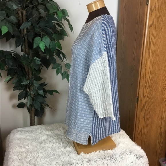 STYLE & Co Woman 1X blue/white 3/4 sleeve sweater - Picture 9 of 10